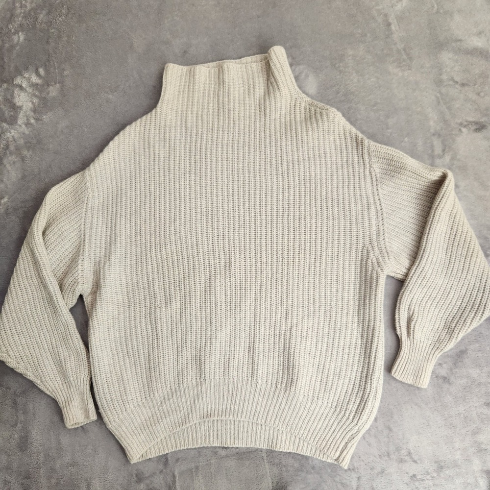 Wilfred Free Aritzia Montpellier Turtleneck Sweater 100% Wool Cream Beige S